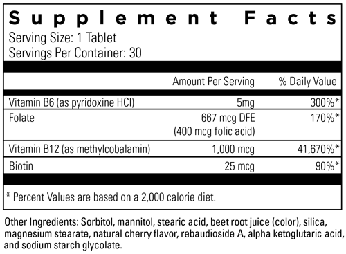Slow Dissolve B-12 - Supplement Facts Label